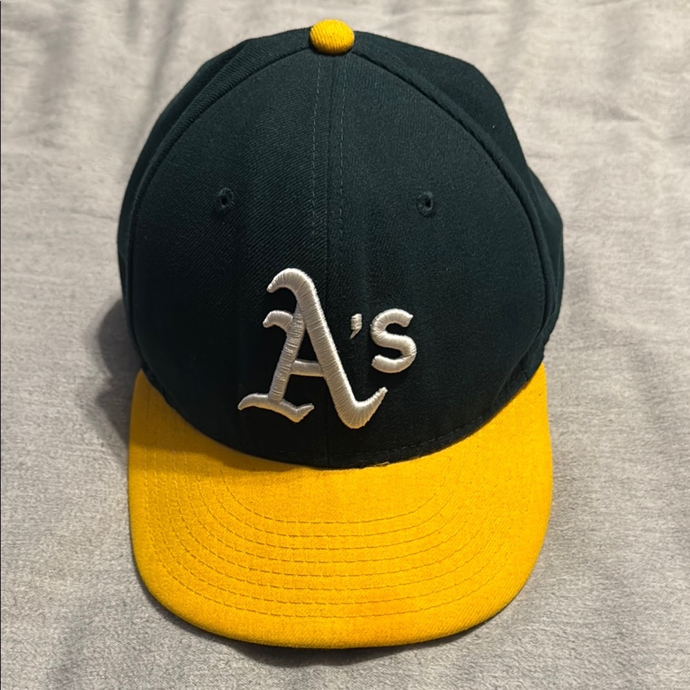 New Era Green and Yellow Oakland Athletics Hat 7 3/8